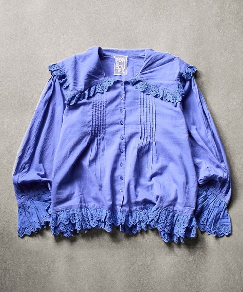 INDIA IS BEAUTIFUL(インディアイズビューティフル)の「(INDIA IS BEUATIFUL)BIG COLLAR SHIRTS(シャツ/ブラウス・レディース・ブラック/ブルー・ONE SIZE)」の2枚目の写真