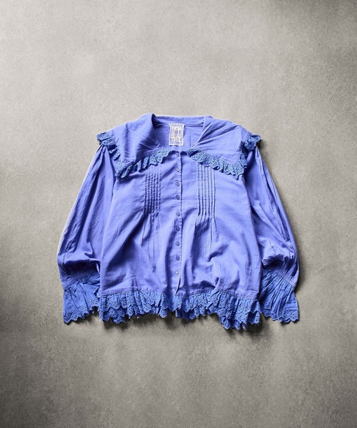 INDIA IS BEAUTIFUL(インディアイズビューティフル)の「(INDIA IS BEUATIFUL)BIG COLLAR SHIRTS(シャツ/ブラウス・レディース・ブラック/ブルー・ONE SIZE)」の4枚目の写真
