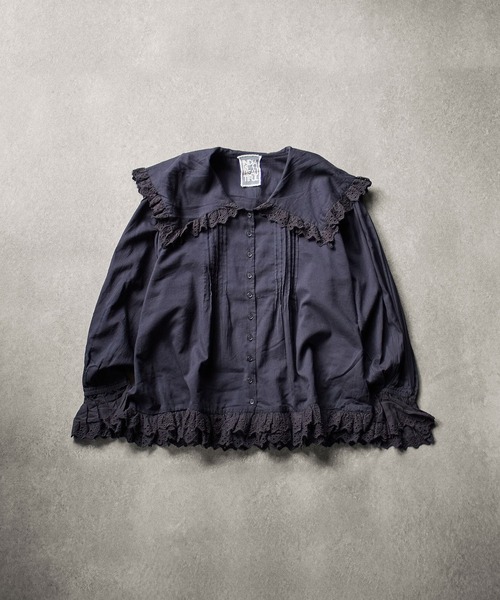 INDIA IS BEAUTIFUL(インディアイズビューティフル)の「(INDIA IS BEUATIFUL)BIG COLLAR SHIRTS(シャツ/ブラウス・レディース・ブラック/ブルー・ONE SIZE)」の5枚目の写真