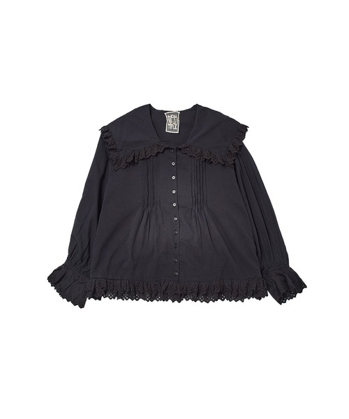 INDIA IS BEAUTIFUL(インディアイズビューティフル)の「(INDIA IS BEUATIFUL)BIG COLLAR SHIRTS(シャツ/ブラウス・レディース・ブラック/ブルー・ONE SIZE)」の6枚目の写真