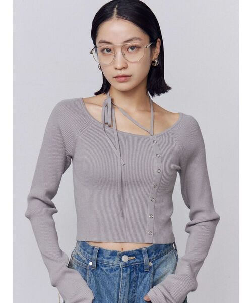 EMODA（エモダ）の「アシンメトリーチョーカーニット（ニット/セーター・レディース・ブラック/ブラウン/グレー/ブルー/ピンク・FREE）」の14枚目の写真