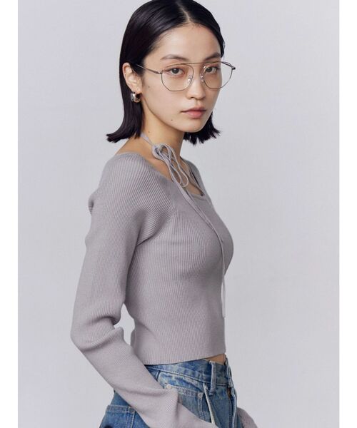 EMODA（エモダ）の「アシンメトリーチョーカーニット（ニット/セーター・レディース・ブラック/ブラウン/グレー/ブルー/ピンク・FREE）」の13枚目の写真