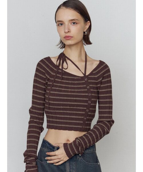 EMODA（エモダ）の「アシンメトリーチョーカーニット（ニット/セーター・レディース・ブラック/ブラウン/グレー/ブルー/ピンク・FREE）」の21枚目の写真