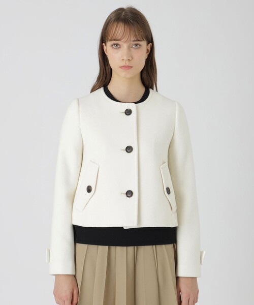 BLUE LABEL CRESTBRIDGE(ブルーレーベルクレストブリッジ)の「ファインダブルビーバーノーカラージャケット(ノーカラージャケット・レディース・グレー系その他/ブラック/ホワイト・36/38)」の17枚目の写真