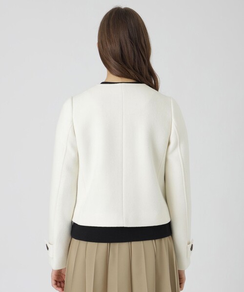 BLUE LABEL CRESTBRIDGE(ブルーレーベルクレストブリッジ)の「ファインダブルビーバーノーカラージャケット(ノーカラージャケット・レディース・グレー系その他/ブラック/ホワイト・36/38)」の11枚目の写真