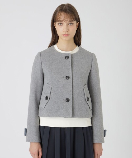 BLUE LABEL CRESTBRIDGE(ブルーレーベルクレストブリッジ)の「ファインダブルビーバーノーカラージャケット(ノーカラージャケット・レディース・グレー系その他/ブラック/ホワイト・36/38)」の14枚目の写真