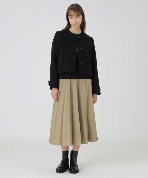 BLUE LABEL CRESTBRIDGE(ブルーレーベルクレストブリッジ)の「ファインダブルビーバーノーカラージャケット(ノーカラージャケット・レディース・グレー系その他/ブラック/ホワイト・36/38)」の6枚目の写真