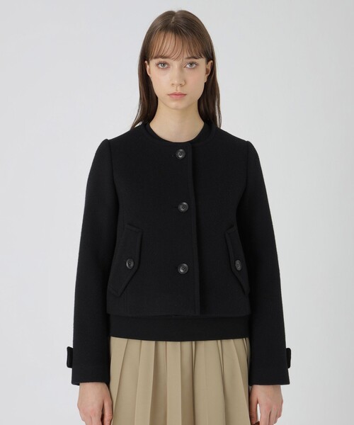 BLUE LABEL CRESTBRIDGE(ブルーレーベルクレストブリッジ)の「ファインダブルビーバーノーカラージャケット(ノーカラージャケット・レディース・グレー系その他/ブラック/ホワイト・36/38)」の7枚目の写真