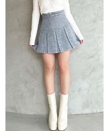 ツイードプリーツミニスカート【セットアップ着用可能】