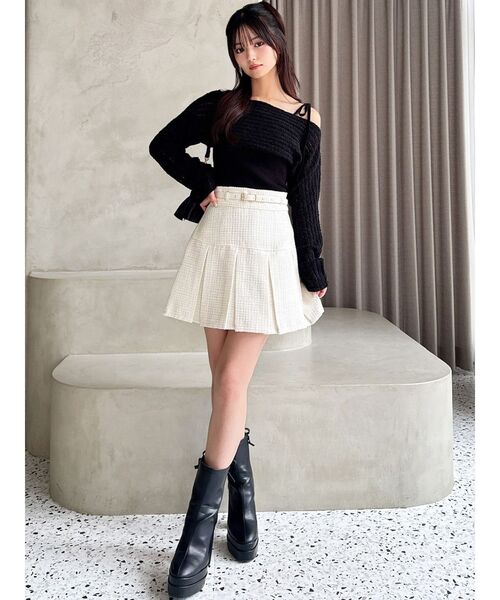 RESEXXY（リゼクシー）の「ツイードプリーツミニスカート【セットアップ着用可能】（スカート・レディース・ピンク/アイボリー/ブルー・FREE）」の10枚目の写真