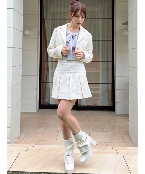 RESEXXY（リゼクシー）の「ツイードプリーツミニスカート【セットアップ着用可能】（スカート・レディース・ピンク/アイボリー/ブルー・FREE）」の15枚目の写真