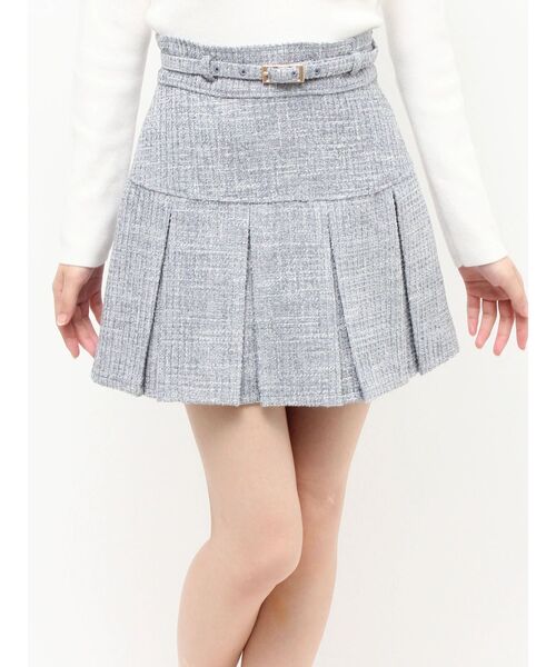 ツイードプリーツミニスカート【セットアップ着用可能】（スカート