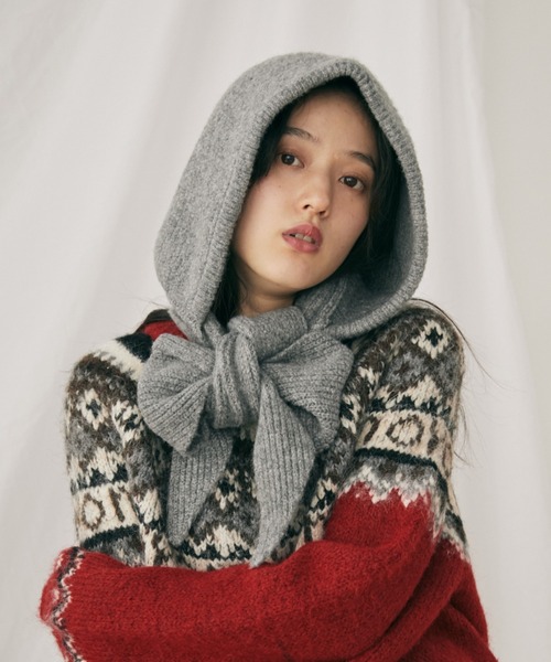 MERLOT（メルロー）の「バラクラバフードマフラー（ニットキャップ/ビーニー・レディース・レッド/グレー/ブラック・FREE）」の12枚目の写真