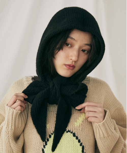 MERLOT（メルロー）の「バラクラバフードマフラー（ニットキャップ/ビーニー・レディース・レッド/グレー/ブラック・FREE）」の14枚目の写真