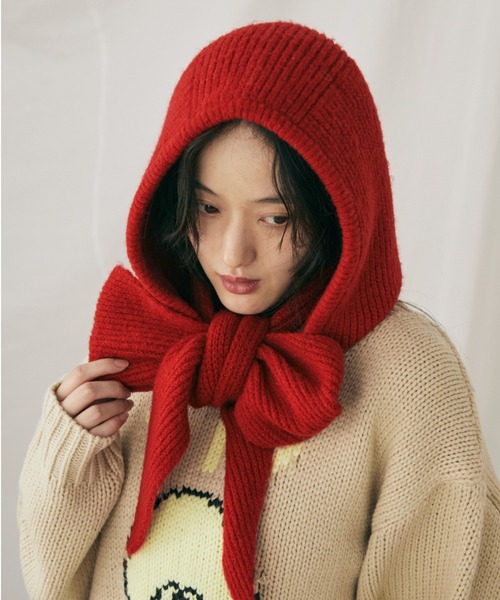 MERLOT（メルロー）の「バラクラバフードマフラー（ニットキャップ/ビーニー・レディース・レッド/グレー/ブラック・FREE）」の8枚目の写真