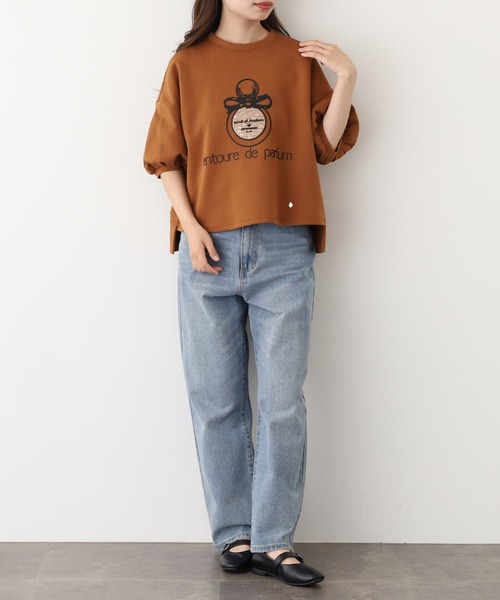 EGLANTINE(エグランティーヌ)の「EGLANTINE 香水モチーフ半袖カットソー(Tシャツ/カットソー・レディース・チャコールグレー/カーキ/テラコッタ・38)」の12枚目の写真