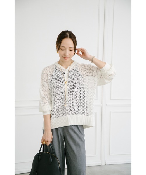 Emma Taylor（エマテイラー）の「【大人春ニット】フロント2way柄編みニットプルオーバー（ニット/セーター・レディース・ブラウン/ブラック/オフホワイト/チャコールグレー・FREE）」の9枚目の写真