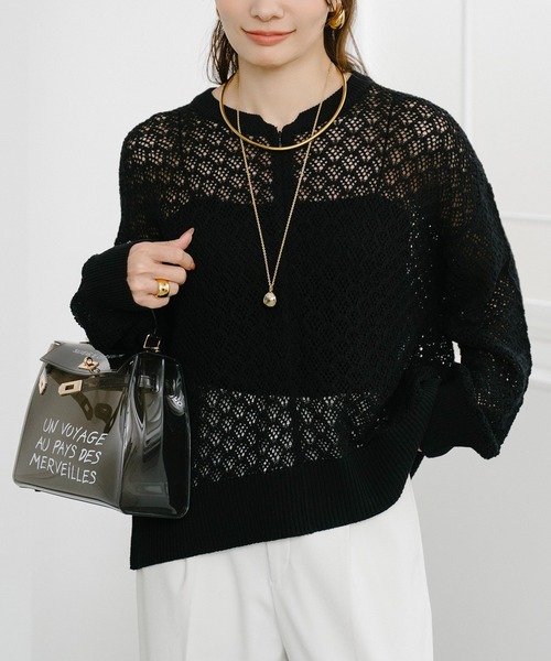 Emma Taylor（エマテイラー）の「【大人春ニット】フロント2way柄編みニットプルオーバー（ニット/セーター・レディース・ブラウン/ブラック/オフホワイト/チャコールグレー・FREE）」の15枚目の写真