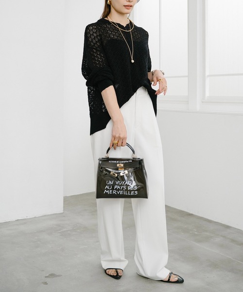 Emma Taylor（エマテイラー）の「【大人春ニット】フロント2way柄編みニットプルオーバー（ニット/セーター・レディース・ブラウン/ブラック/オフホワイト/チャコールグレー・FREE）」の16枚目の写真