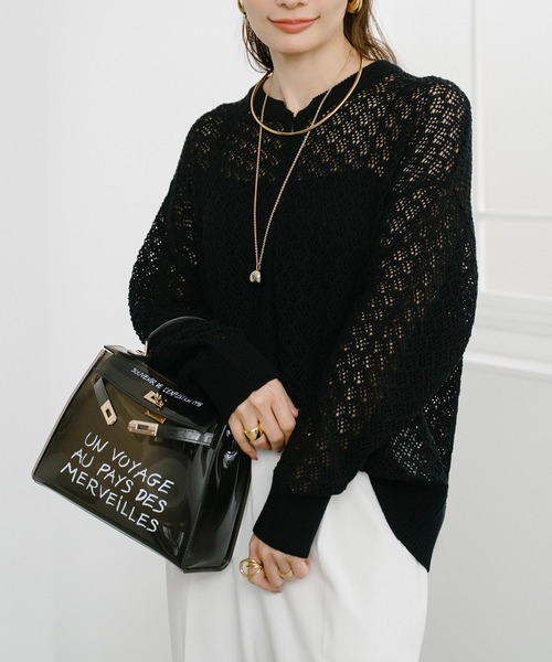 Emma Taylor（エマテイラー）の「【大人春ニット】フロント2way柄編みニットプルオーバー（ニット/セーター・レディース・ブラウン/ブラック/オフホワイト/チャコールグレー・FREE）」の12枚目の写真