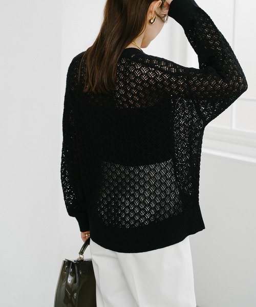 Emma Taylor（エマテイラー）の「【大人春ニット】フロント2way柄編みニットプルオーバー（ニット/セーター・レディース・ブラウン/ブラック/オフホワイト/チャコールグレー・FREE）」の17枚目の写真