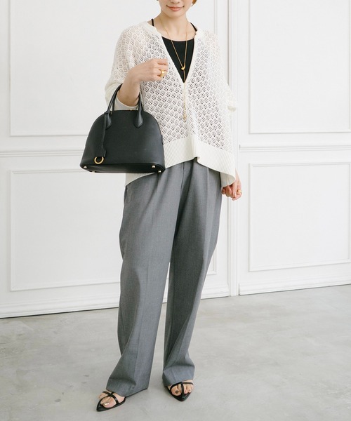 Emma Taylor（エマテイラー）の「【大人春ニット】フロント2way柄編みニットプルオーバー（ニット/セーター・レディース・ブラウン/ブラック/オフホワイト/チャコールグレー・FREE）」の8枚目の写真