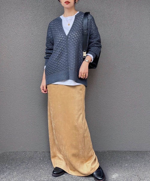 Emma Taylor（エマテイラー）の「【大人春ニット】フロント2way柄編みニットプルオーバー（ニット/セーター・レディース・ブラウン/ブラック/オフホワイト/チャコールグレー・FREE）」の18枚目の写真