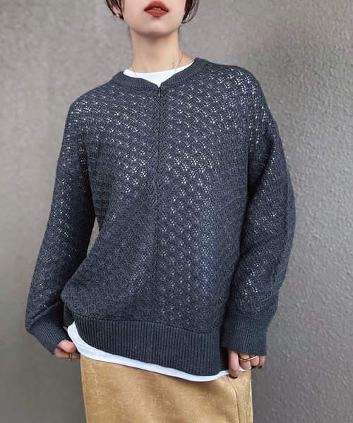 Emma Taylor（エマテイラー）の「【大人春ニット】フロント2way柄編みニットプルオーバー（ニット/セーター・レディース・ブラウン/ブラック/オフホワイト/チャコールグレー・FREE）」の20枚目の写真