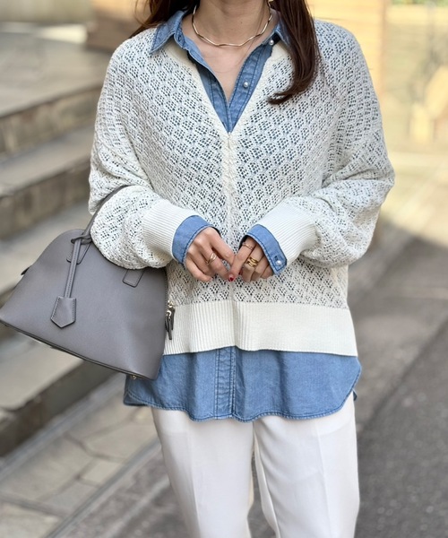 フロント2wayレース柄編みニットプルオーバー Emma Taylor│STYLEDOOR