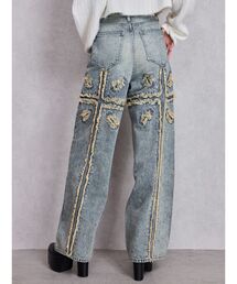 GYDA | ハイウエストBACK CROSS POINTワイドデニムパンツ(デニムパンツ)