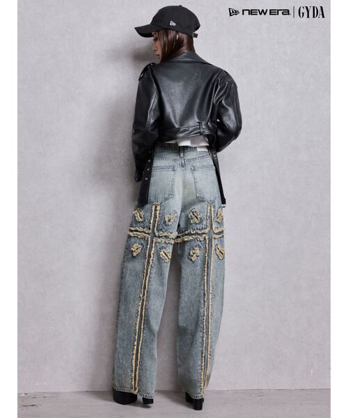 GYDA（ジェイダ）の「ハイウエストBACK CROSS POINTワイドデニムパンツ（デニムパンツ・レディース・ライトブルー/インディゴブルー・SMALL/MEDIUM）」の7枚目の写真