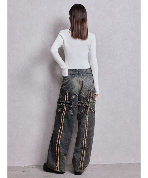 GYDA（ジェイダ）の「ハイウエストBACK CROSS POINTワイドデニムパンツ（デニムパンツ・レディース・ライトブルー/インディゴブルー・SMALL/MEDIUM）」の10枚目の写真
