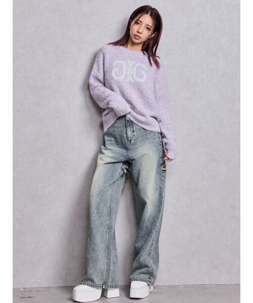 GYDA（ジェイダ）の「ハイウエストBACK CROSS POINTワイドデニムパンツ（デニムパンツ・レディース・ライトブルー/インディゴブルー・SMALL/MEDIUM）」の22枚目の写真