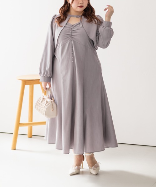 CLETTE(クレット)の「CLETTEオリジナルボレロ&キャミワンピースセット(ワンピース・レディース・チャコールグレー/ラベンダー/パープル・LL/3L/4L)」の17枚目の写真