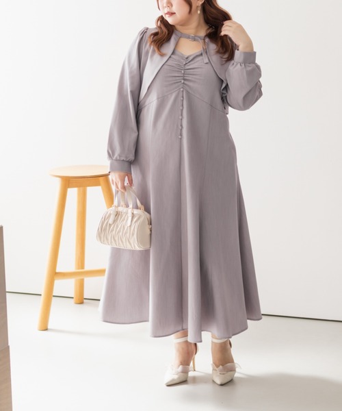 CLETTE(クレット)の「CLETTEオリジナルボレロ&キャミワンピースセット(ワンピース・レディース・チャコールグレー/ラベンダー/パープル・LL/3L/4L)」の18枚目の写真