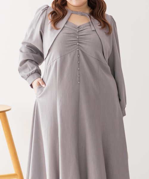 CLETTE(クレット)の「CLETTEオリジナルボレロ&キャミワンピースセット(ワンピース・レディース・チャコールグレー/ラベンダー/パープル・LL/3L/4L)」の20枚目の写真