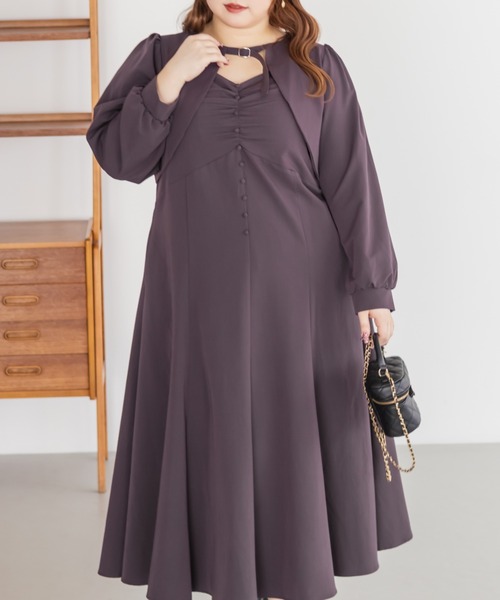 CLETTE(クレット)の「CLETTEオリジナルボレロ&キャミワンピースセット(ワンピース・レディース・チャコールグレー/ラベンダー/パープル・LL/3L/4L)」の13枚目の写真