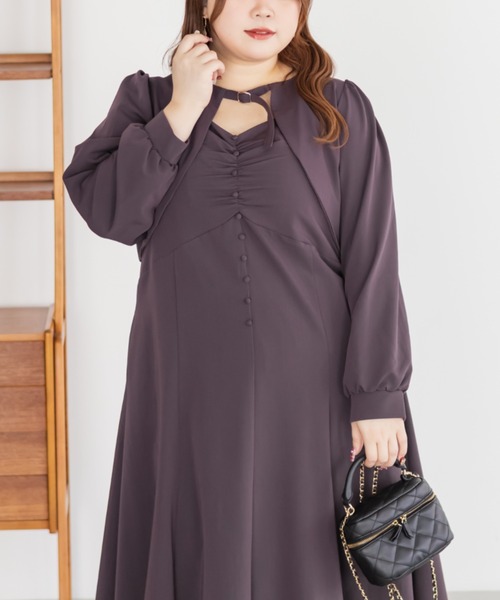 CLETTE(クレット)の「CLETTEオリジナルボレロ&キャミワンピースセット(ワンピース・レディース・チャコールグレー/ラベンダー/パープル・LL/3L/4L)」の14枚目の写真