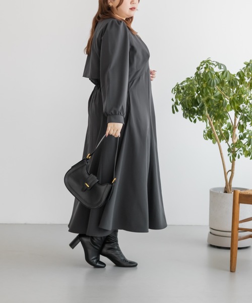 CLETTE(クレット)の「CLETTEオリジナルボレロ&キャミワンピースセット(ワンピース・レディース・チャコールグレー/ラベンダー/パープル・LL/3L/4L)」の5枚目の写真