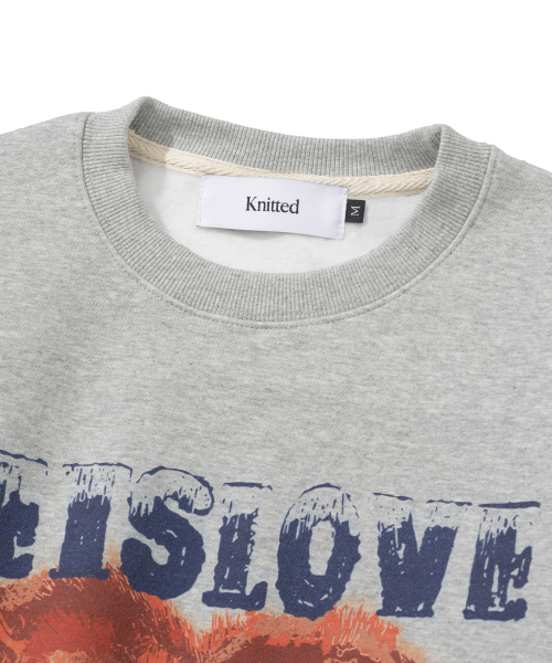 KNITTED（ニッティド）の「[NITTED X QWER DEMO] LETS LOVE MAN TO MAN MELANGE GREY（スウェット・レディース・その他・LARGE/MEDIUM/X-LARGE）」の4枚目の写真