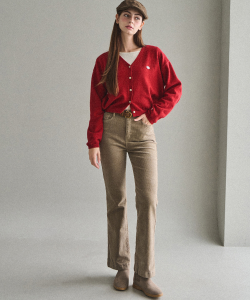 SLOWLOLLI(スローローリ)の「Urban cozy button cardigan_5 Colors(カーディガン/ボレロ・レディース・オートミール/ブラック/ネイビー/グレー/レッド・FREE)」の6枚目の写真