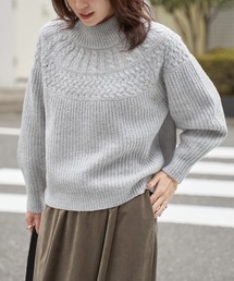 求心編みニットプルオーバー
