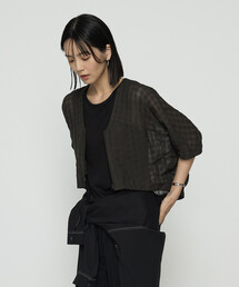 Gabardine K.T | 〔 +サイズ 〕 チェック柄カラミ ショートブルゾン(ブルゾン)