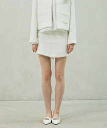 AGLOW TWEED SKIRT PANTS / WHITE