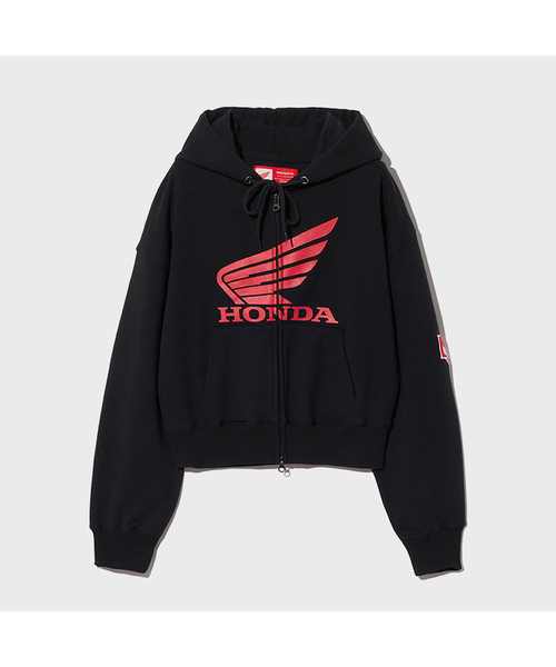 [Crop] Original Wing logo Hoodie Zip-up Black