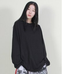 ルーズフィット無地長袖Tシャツver3.ブラック