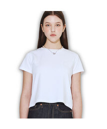 ベーシックセミクルーネックTシャツ_ホワイト