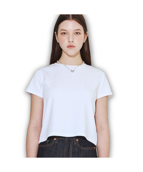DAMISH(ダミシュ)の「ベーシックセミクルーネックTシャツ_ホワイト(Tシャツ/カットソー・レディース・ホワイト・SMALL/MEDIUM)」の1枚目の写真
