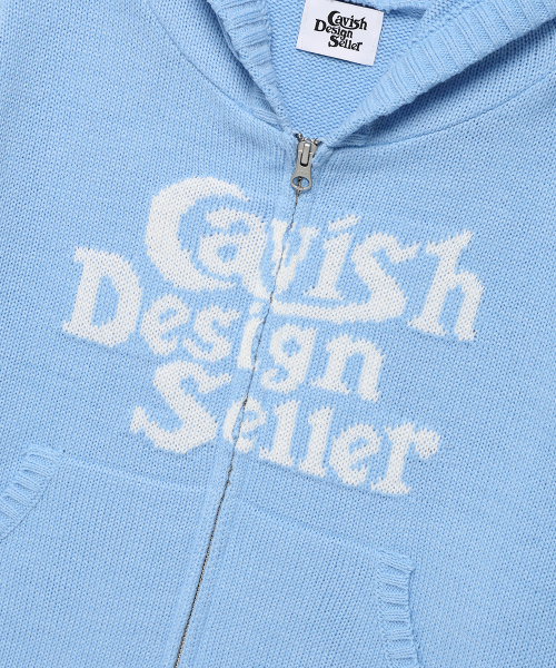 Cavish(カビシ)の「W SELLER LOGO KNIT ZIP UP HOODIE BLUE(CV2EFFK684A)(パーカー・レディース・ブルー・FREE)」の4枚目の写真