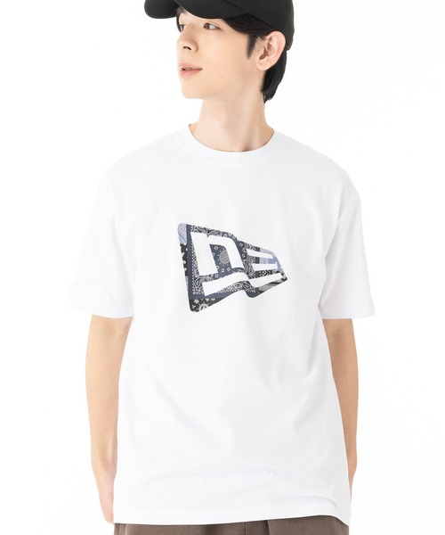 NEW ERA(ニューエラ)の「ニューエラ 半袖Tシャツ フラッグロゴ ラバープリント(Tシャツ/カットソー・メンズ・ブラック/ホワイト・L/M/S/XXL/XL)」の1枚目の写真